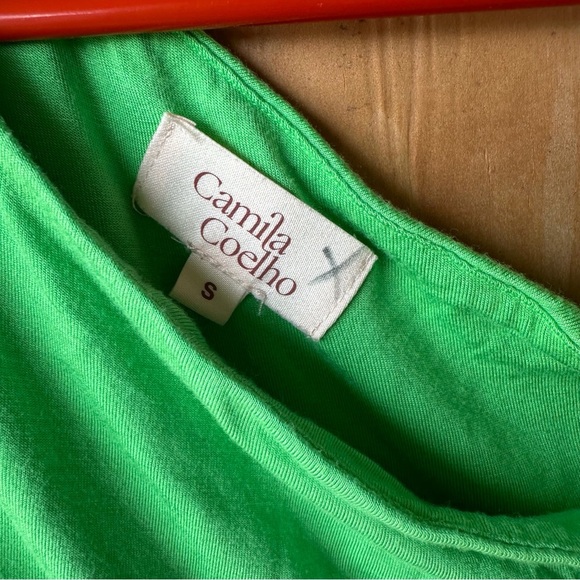 Camila Coelho Green Lena Mini Dress Asymmetrical Ruched Long Sleeve Dress - Picture 8 of 11